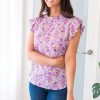 Tops NeeSee's Dresses | Petals And Ruffles Modest Blouse Lavender Floral