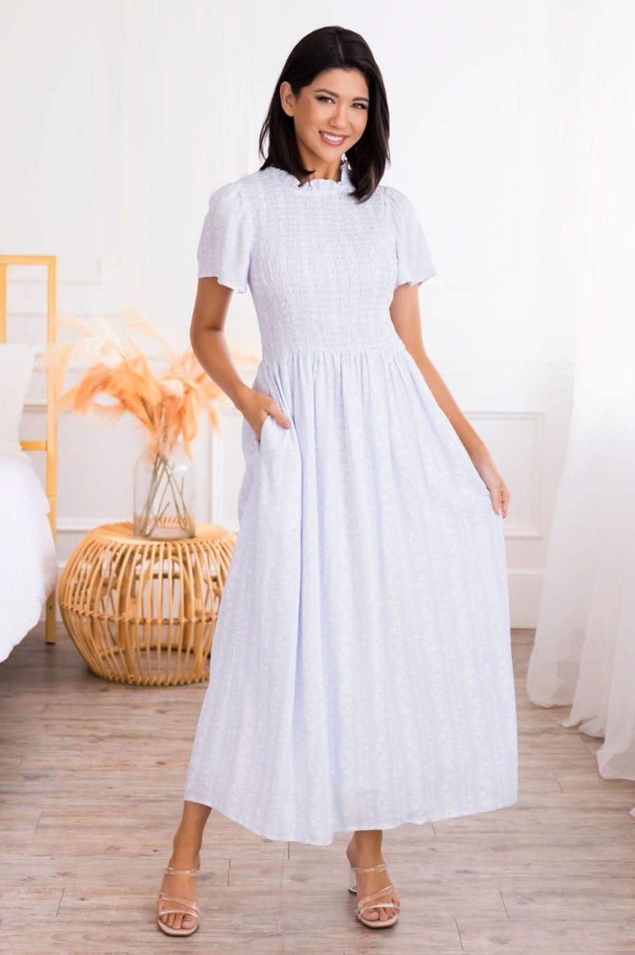 Dresses NeeSee's Dresses | The Sophie Light Blue/White Floral