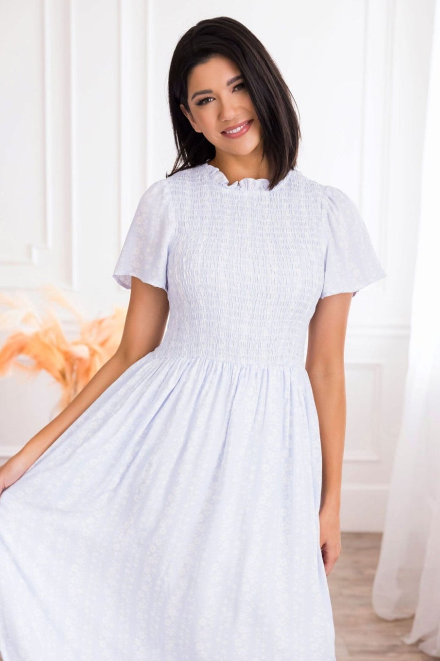 Dresses NeeSee's Dresses | The Sophie Light Blue/White Floral