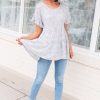 Tops NeeSee's Dresses | Speak Your Mind Modest Blouse Light Grey Southwest