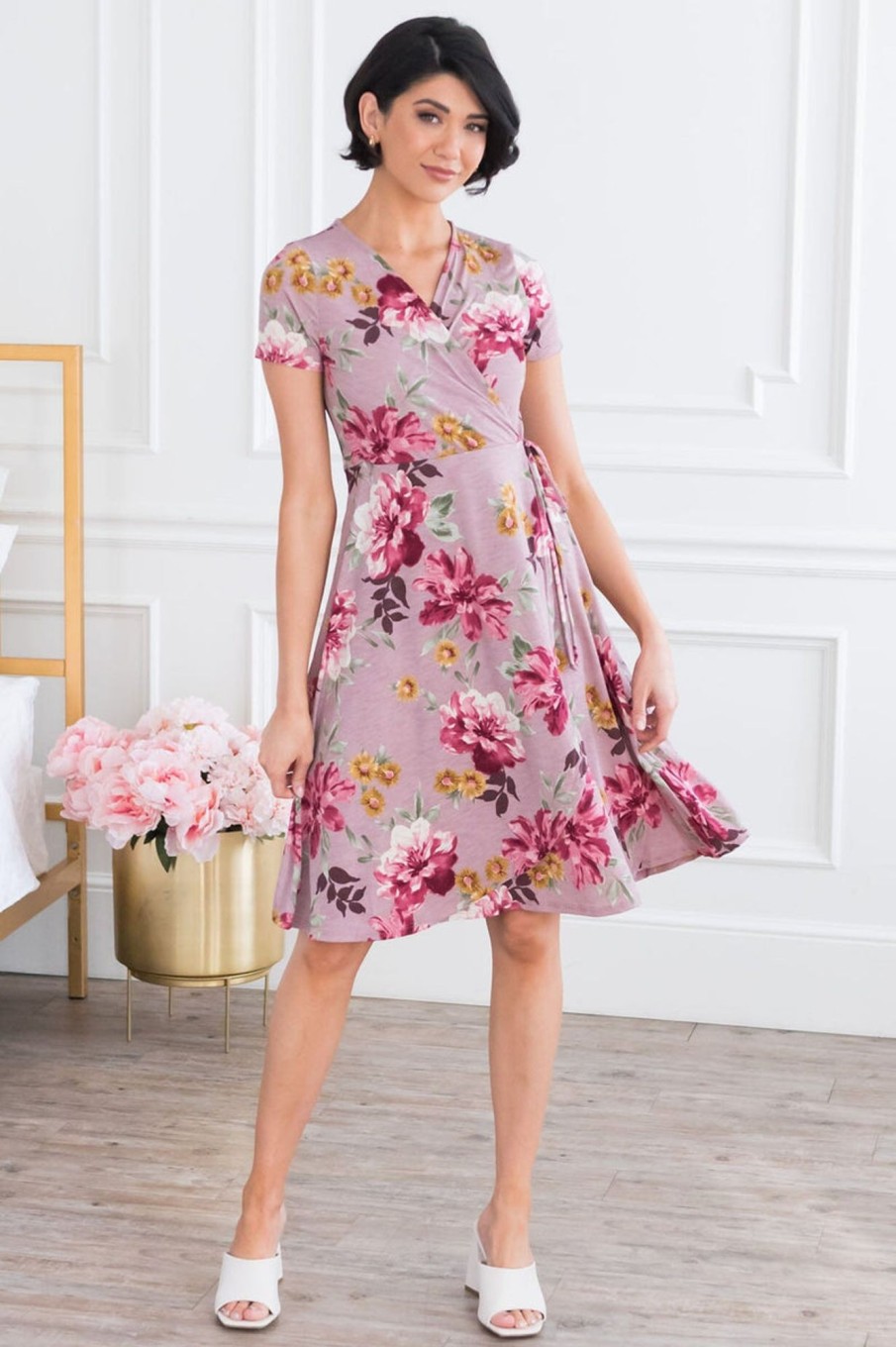 Dresses NeeSee's Dresses | The Shereece Dusty Mauve/Mustard/Burgundy Floral