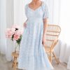 Dresses NeeSee's Dresses | The Addington Light Blue/White Embroidered Lace Floral