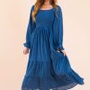 Dresses NeeSee's Dresses | The Mahli Dusty Blue/Blue Stripe