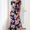 Dresses NeeSee's Dresses | The Caitriona Navy/Pink/Mustard Floral