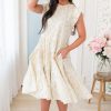 Dresses NeeSee's Dresses | The Aaleyah White/Pale Mustard Floral