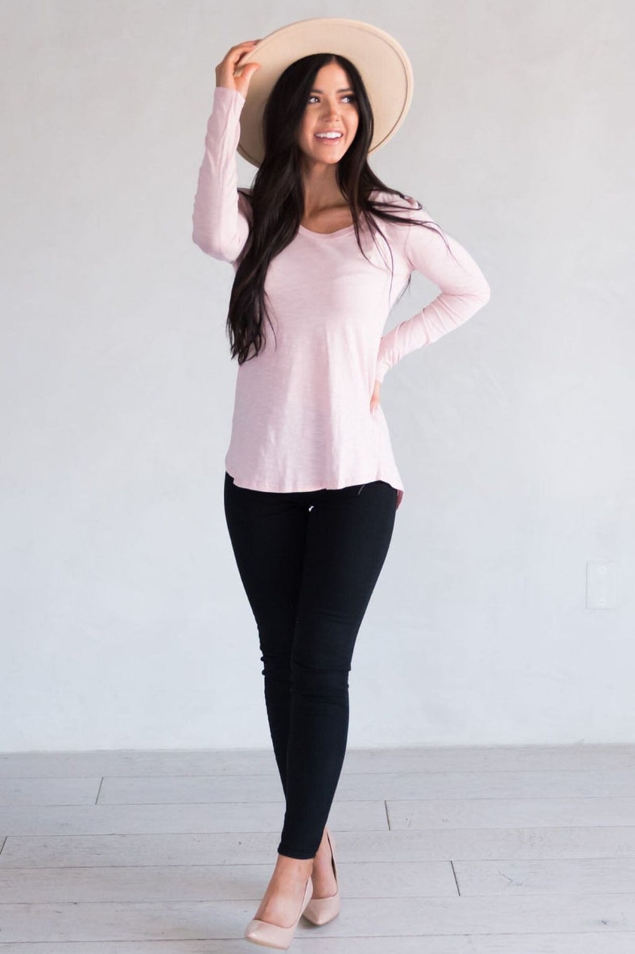 Tops NeeSee's Dresses | Blushing Beauty Modest Top Dusty Blush