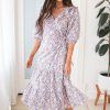 Dresses NeeSee's Dresses | The Abril Ivory/Lavender Floral