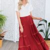 Skirts NeeSee's Dresses | Perfect Day Modest Maxi Skirt Brick Red/Orange Embroidery