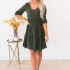 Dresses NeeSee's Dresses | The Auston Olive Green