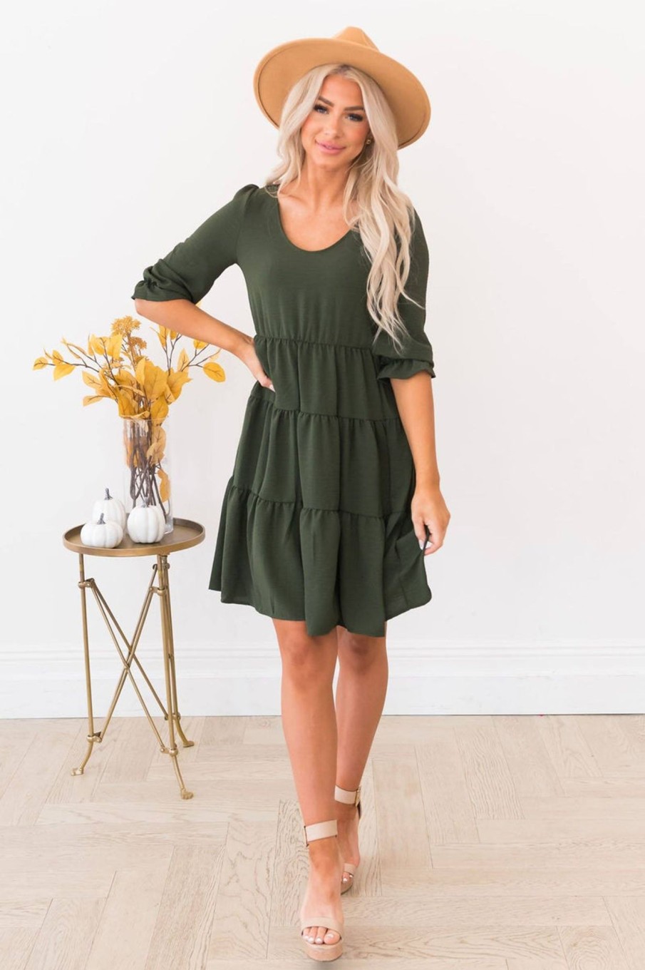 Dresses NeeSee's Dresses | The Auston Olive Green