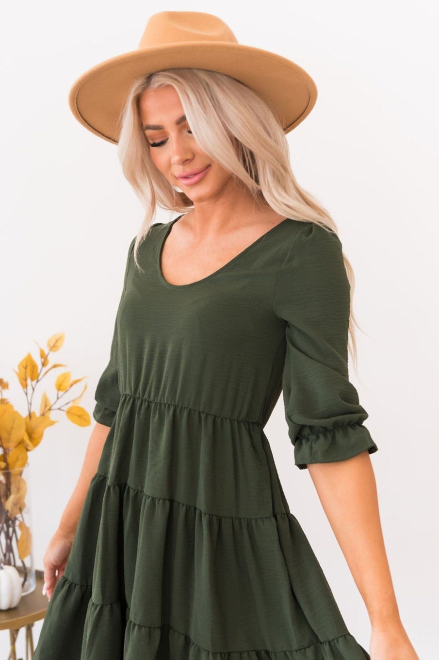 Dresses NeeSee's Dresses | The Auston Olive Green