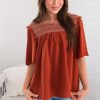 Tops NeeSee's Dresses | Feeling Fab Modest Blouse Rust