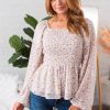 Tops NeeSee's Dresses | The Perfect Time Modest Blouse White/Mauve/Taupe Floral