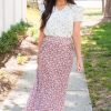 Skirts NeeSee's Dresses | Ditzy Floral Textured Maxi Skirt Marsala Orchid Floral