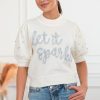 Tops NeeSee's Dresses | Let It Sparkle Modest Sweater Cream/Rhinestone