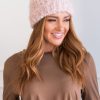 Tops NeeSee's Dresses | Snow Fall Fold Over Pom Pom Beanie Pink