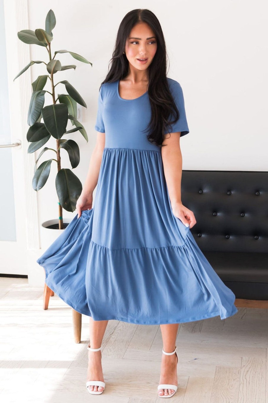 Dresses NeeSee's Dresses | The Breona Denim Blue