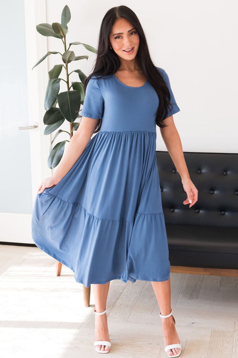 Dresses NeeSee's Dresses | The Breona Denim Blue