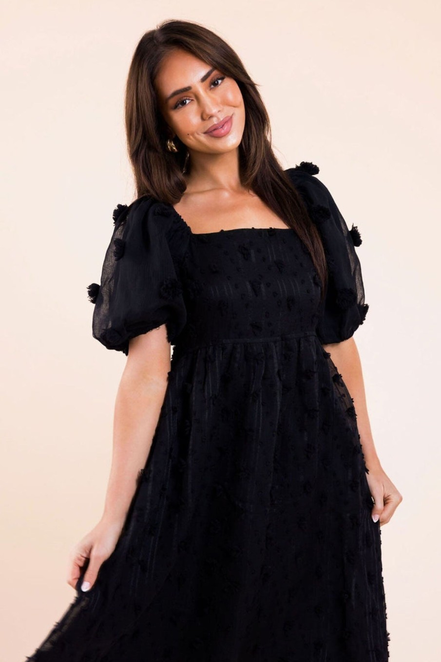 Dresses NeeSee's Dresses | The Keylee Black Swiss Dot