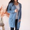 Tops NeeSee's Dresses | Soft & Cuddly Modest Sweater Cardigan Steel Blue