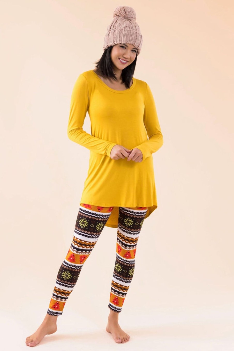 Skirts NeeSee's Dresses | Christmas Is Here Leggings Black/Mustard/Red Trees