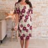 Dresses NeeSee's Dresses | The Guendolyn Beige/Burgundy/Pink