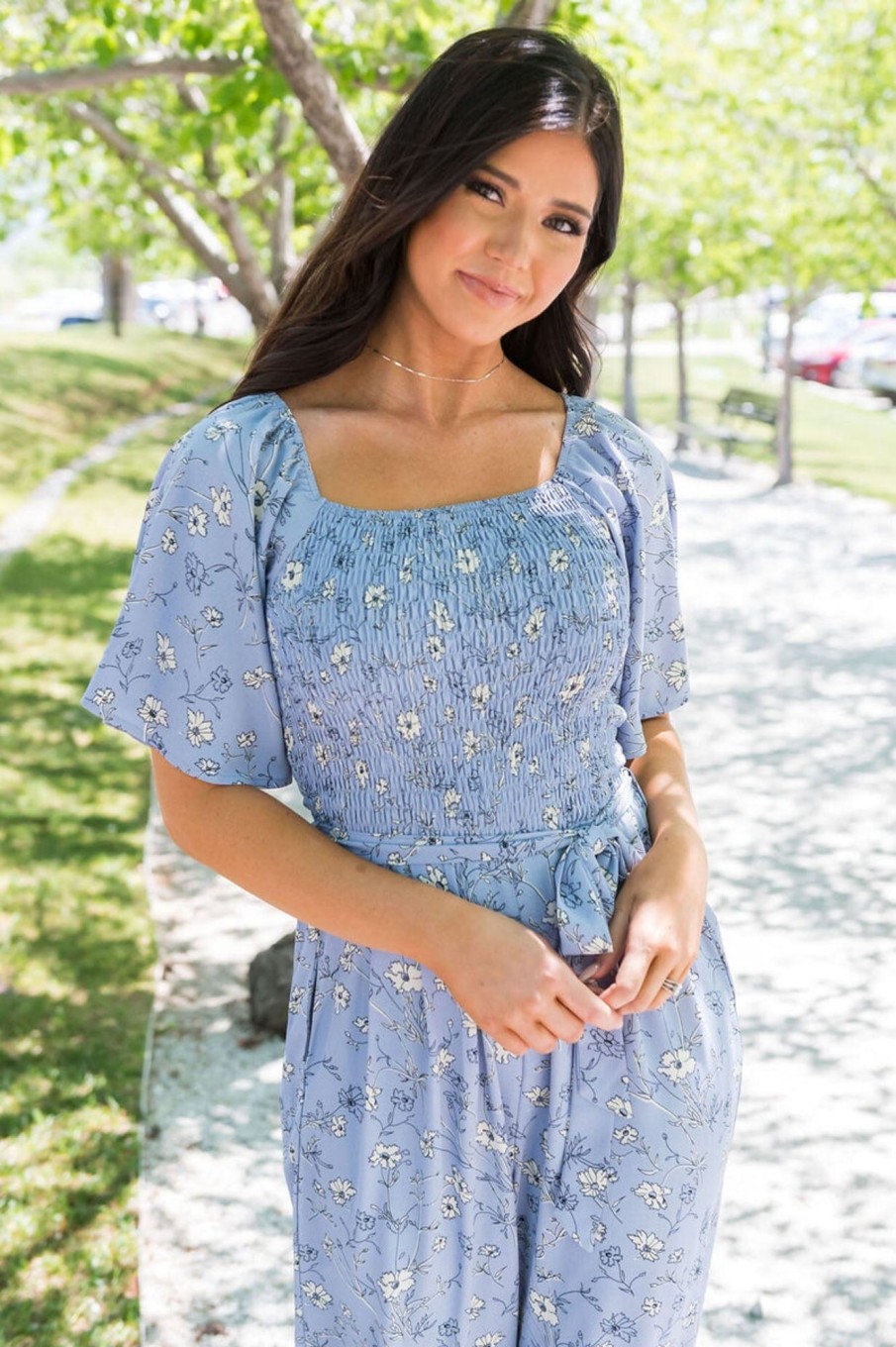 Dresses NeeSee's Dresses | The Tabethia Periwinkle/White Floral