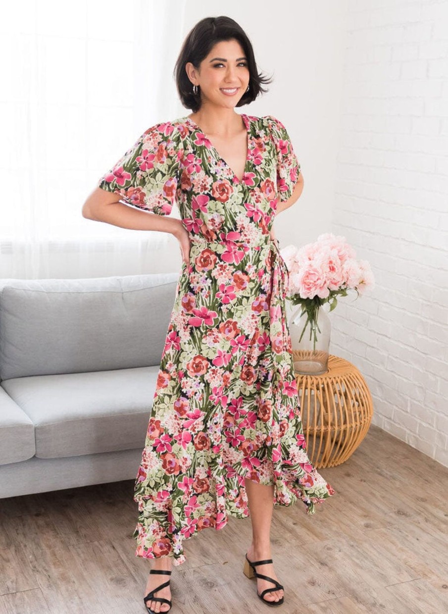 Dresses NeeSee's Dresses | The Leylah Fern/Fuchsia/Marsala Rose Garden Floral