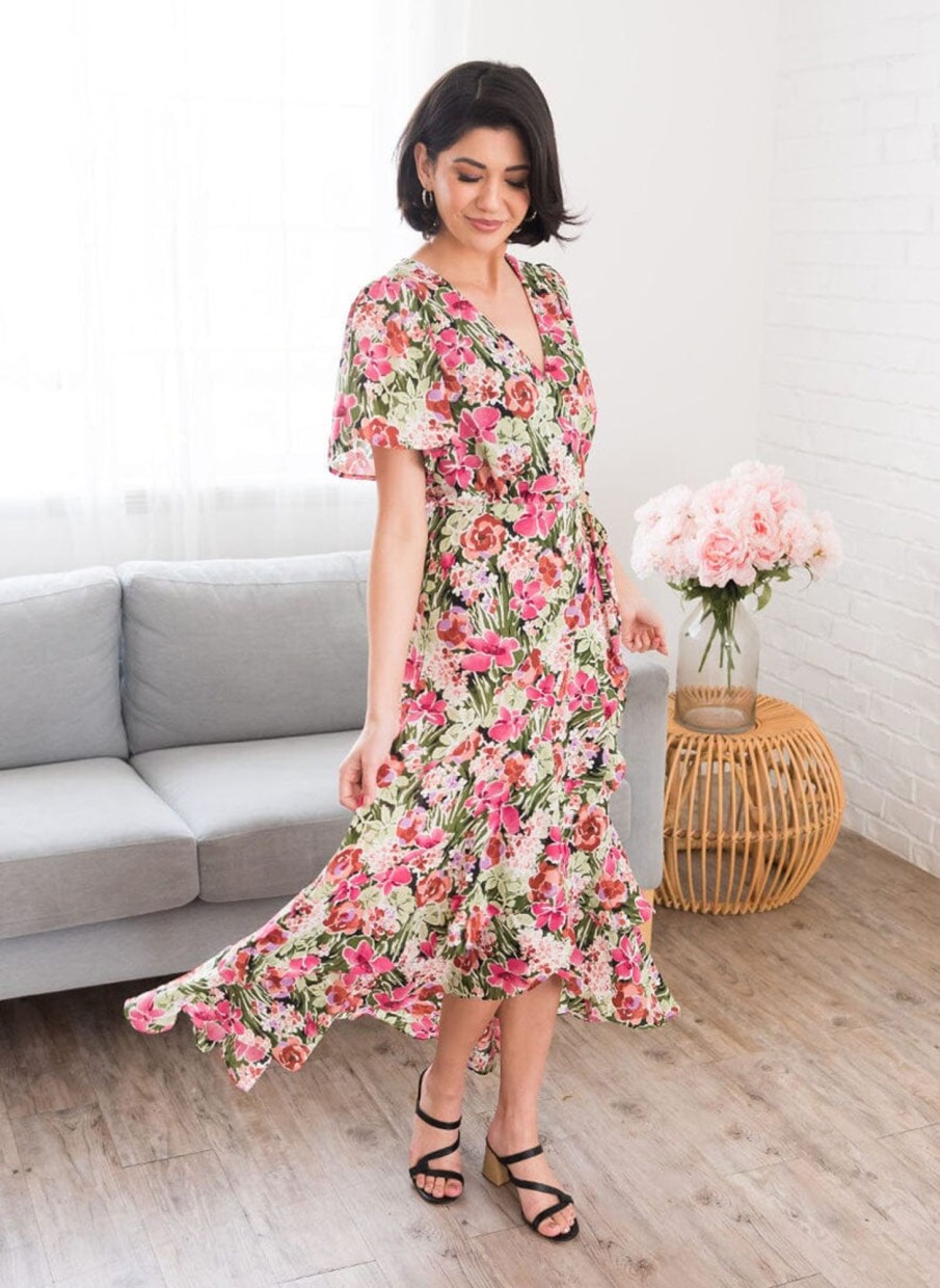 Dresses NeeSee's Dresses | The Leylah Fern/Fuchsia/Marsala Rose Garden Floral