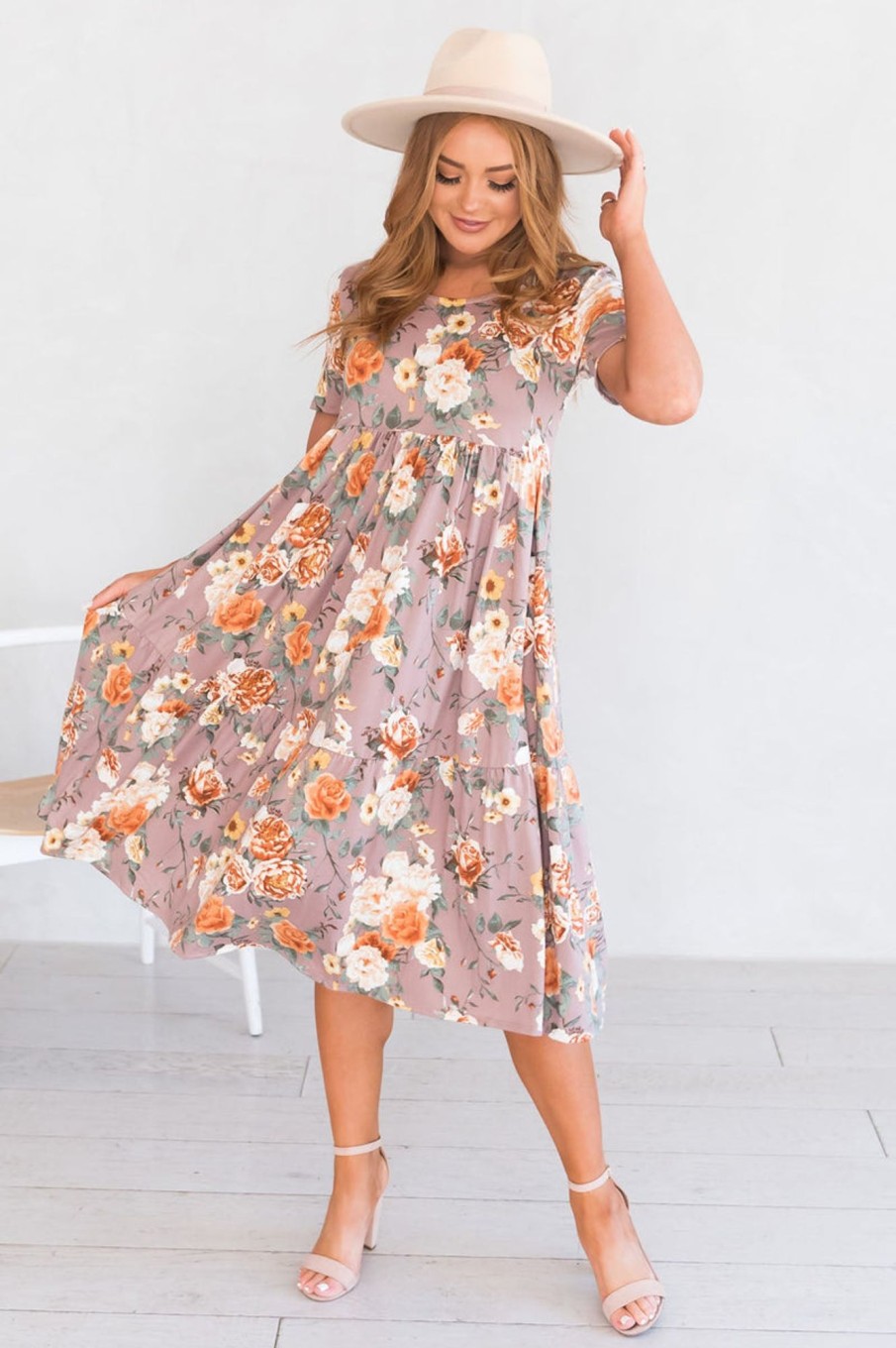 Dresses NeeSee's Dresses | The Andrea Mae Dusty Mauve Floral