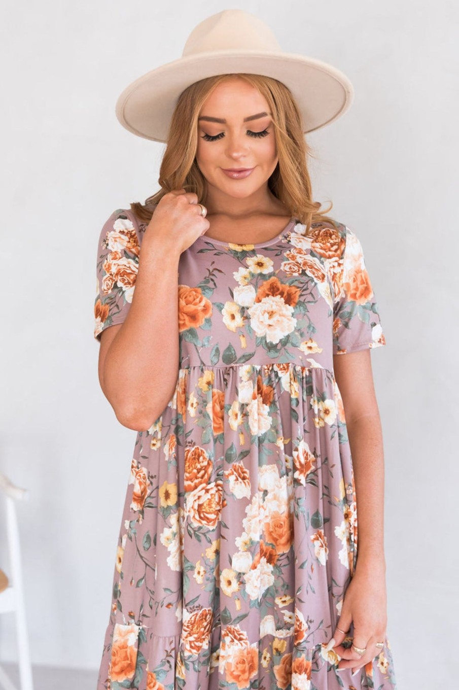 Dresses NeeSee's Dresses | The Andrea Mae Dusty Mauve Floral