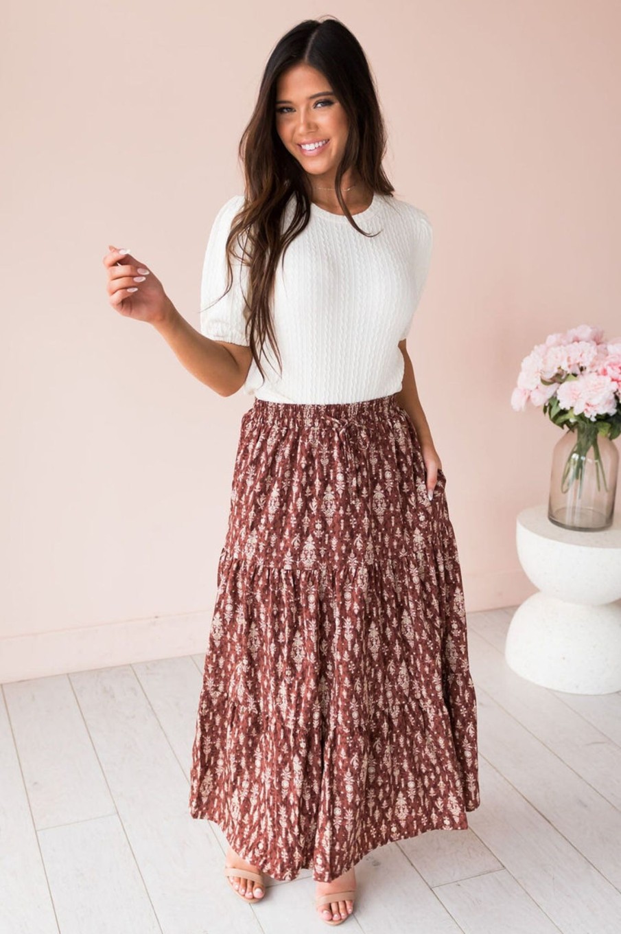 Skirts NeeSee's Dresses | Sunny Days Modest Maxi Skirt Floral Demask