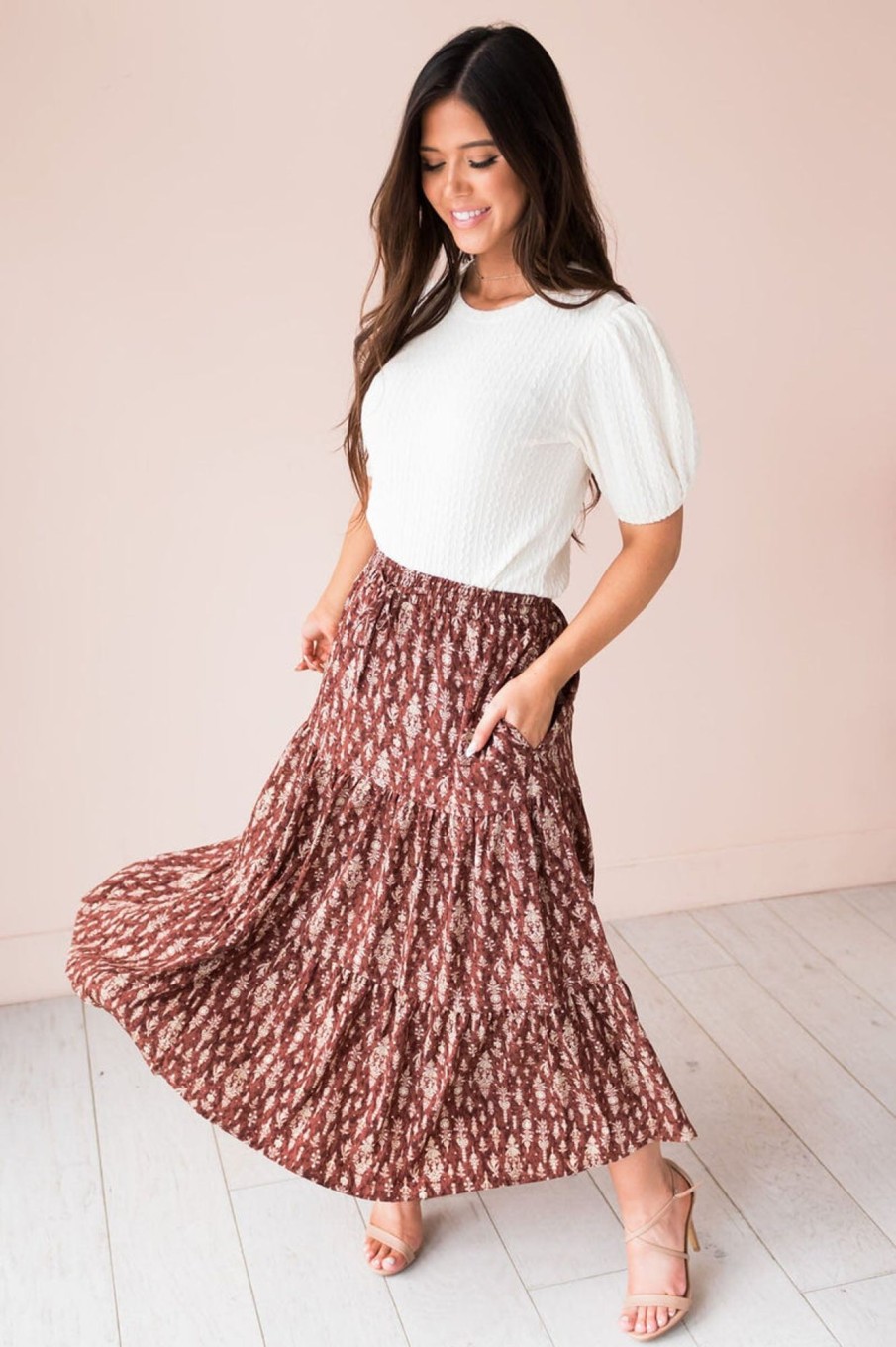 Skirts NeeSee's Dresses | Sunny Days Modest Maxi Skirt Floral Demask