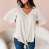 Tops NeeSee's Dresses | Shining A Light Modest Blouse Oatmeal Swiss Dot