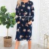 Dresses NeeSee's Dresses | The Marione Navy Flowers