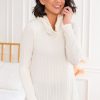 Tops NeeSee's Dresses | Looking For Fun Modest Ribbed Sweater Cream