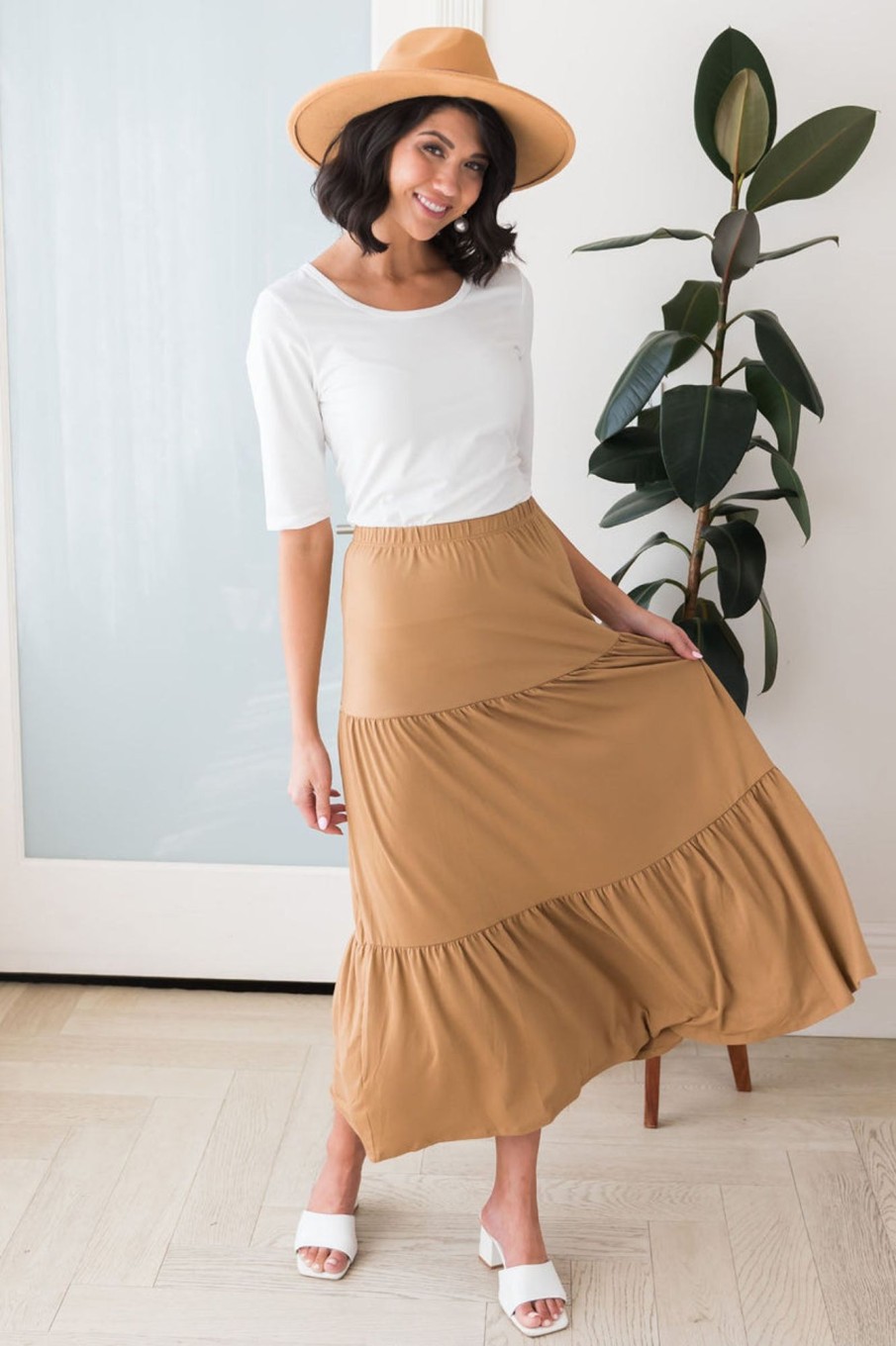 Skirts NeeSee's Dresses | Autumn Delight Modest Maxi Skirt Camel