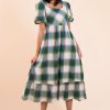 Dresses NeeSee's Dresses | The Mara-Lee Green/Taupe Plaid