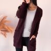 Tops NeeSee's Dresses | Soft & Cuddly Modest Sweater Cardigan Dark Cherry