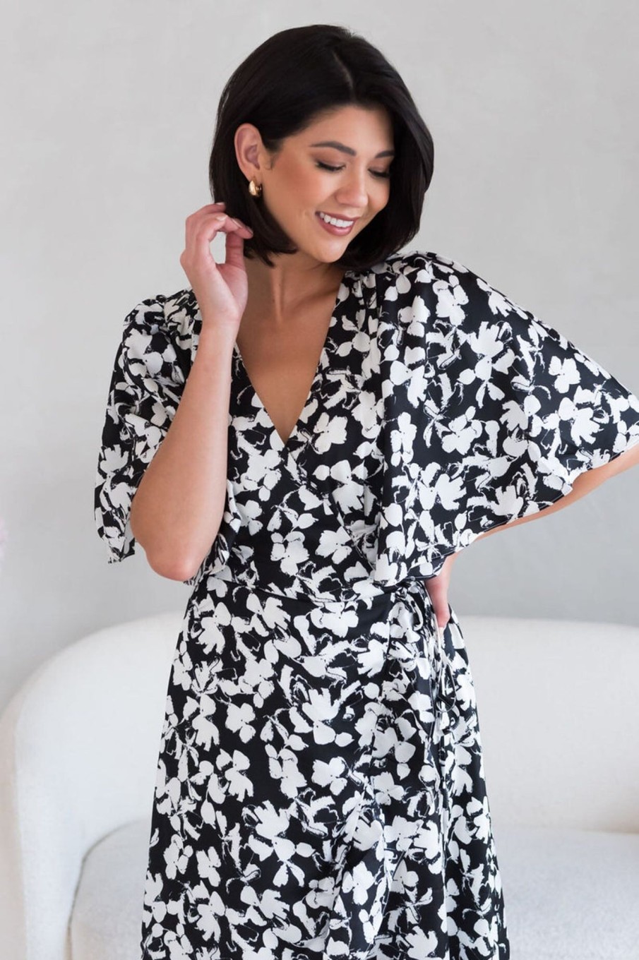 Dresses NeeSee's Dresses | The Vallie Black/White Floral