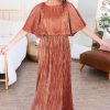 Dresses NeeSee's Dresses | The Elora Burgundy/Gold/Metallic