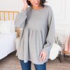 Tops NeeSee's Dresses | She'S So Classy Modest Babydoll Top Heather Grey