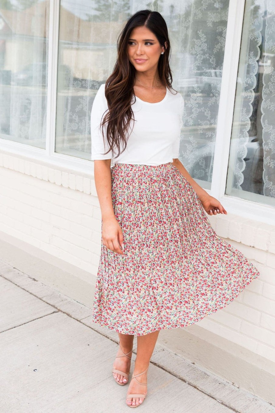 Skirts NeeSee's Dresses | Always Blooming Modest Pleat Skirt Tropical Oasis