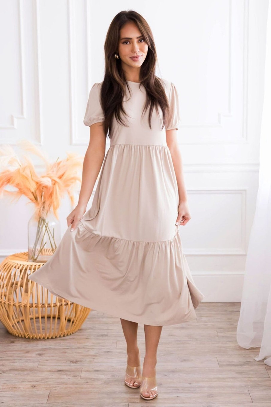 Dresses NeeSee's Dresses | The Kaela Light Taupe