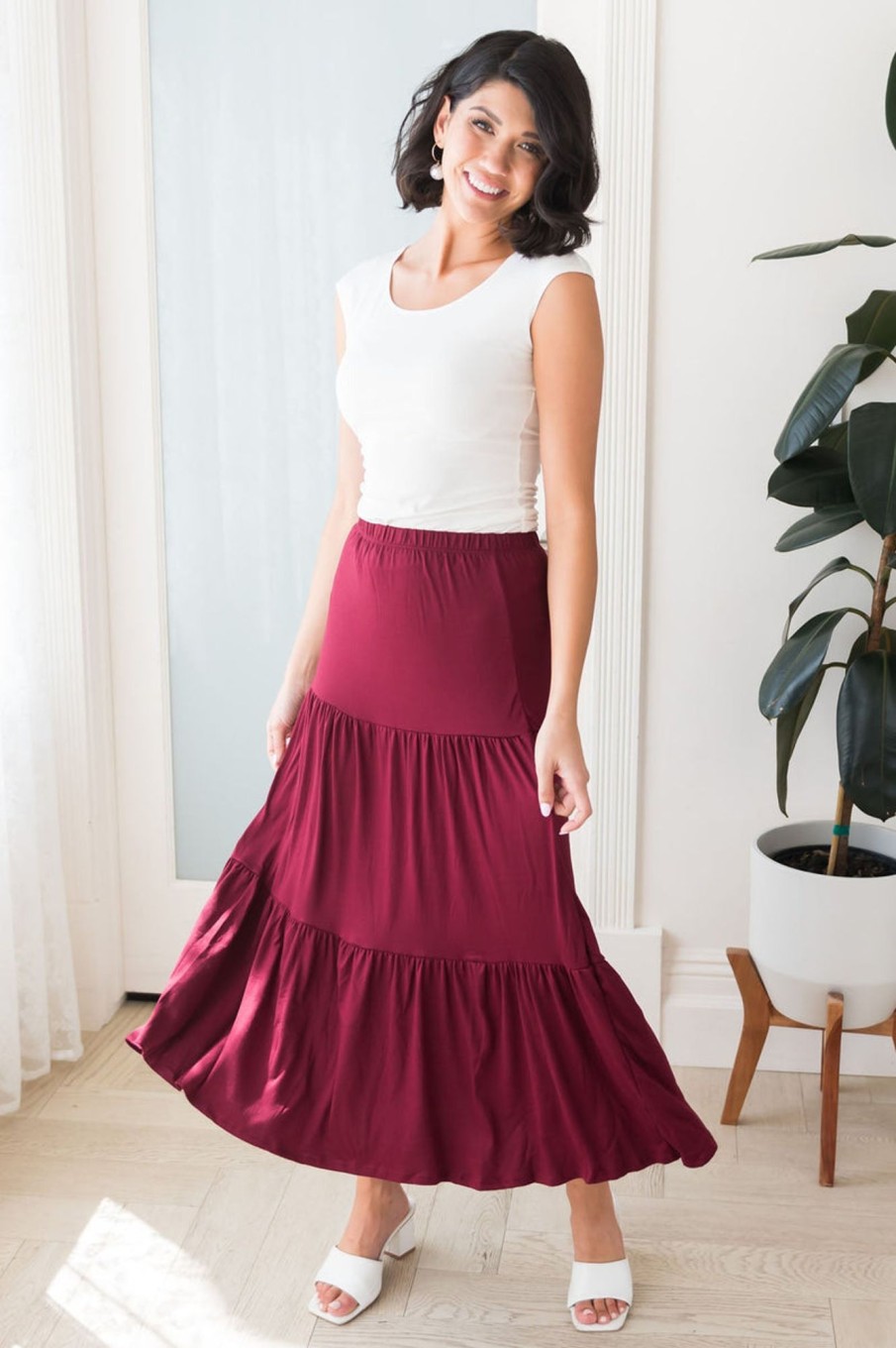 Skirts NeeSee's Dresses | Autumn Delight Modest Maxi Skirt Burgundy