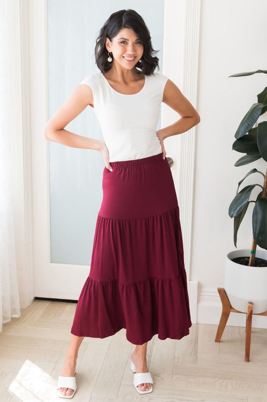 Skirts NeeSee's Dresses | Autumn Delight Modest Maxi Skirt Burgundy