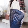 Skirts NeeSee's Dresses | Wish Upon A Star Modest Metallic Skirt Navy/Gold Metallic