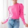 Tops NeeSee's Dresses | Puffed & Pretty Rhinestone Sweater Pink/Rhinestone