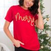 Tops NeeSee's Dresses | Very Merry Modest Graphic Tee Red