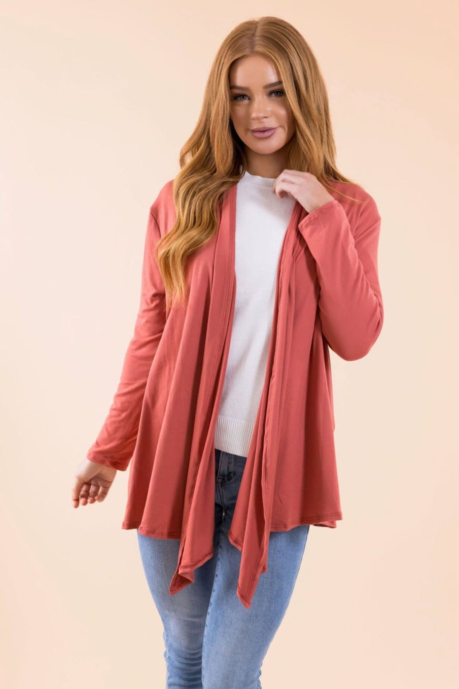 Tops NeeSee's Dresses | Standing Tall Modest Sweater Cardigan Dusty Marsala